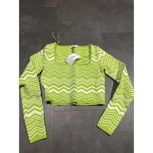 Stradivarius Rib Crop Top Seamless Long Sleeve Women's Size‎ XS